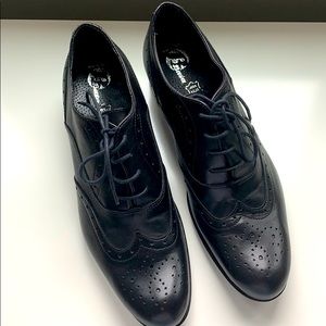 Black womens English brogues
